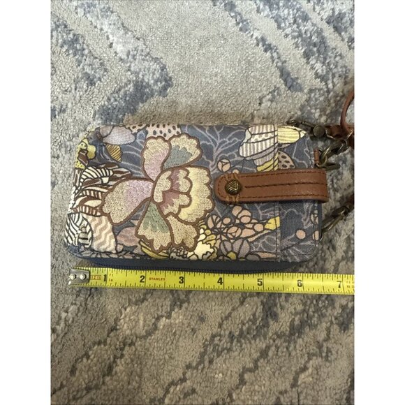 Sakroots Shadow Flower Power Coated Canvas Wristlet Crossbody Zip Around Phone - Picture 2 of 9